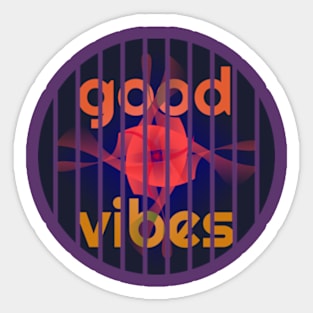 "Good Vibes" - Retro Disco Beach Party Design Sticker